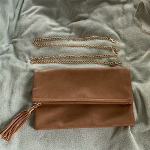 Taupe fold over purse